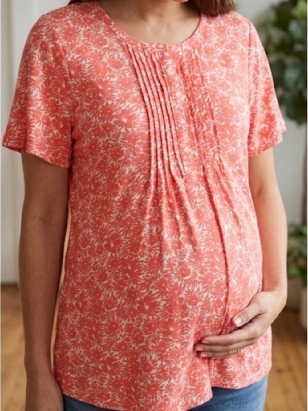 GAP Maternity Quarter Button Closure Top, Women’s M, Coral White